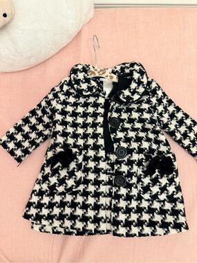 Bonnie Baby Black and White Houndstooth Girls Coat